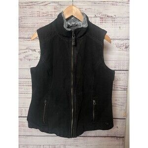 Noble Outfitters Canvas Chore Vest L Black Faux Shearling Western Equestrian